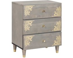 vidaXL - Nachtkastje - met - lade - Grijs - 50 - x - 33 - x - 62 - cm - Massief - Mango - Hout