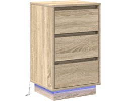 vidaXL - Nachtkastje - met - lade - Sonoma - Eik - 39 - x - 34,5 - x - 65 - cm - Bewerkt - hout
