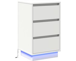 vidaXL - Nachtkastje - met - lade - Wit - 39 - x - 34,5 - x - 65 - cm - Bewerkt - hout