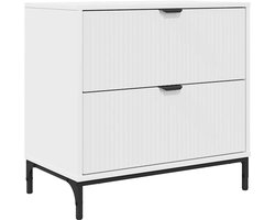 vidaXL - Nachtkastje - met - lade - Wit - 63,5 - x - 36 - x - 61 - cm - Bewerkt - hout