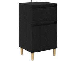 vidaXL - Nachtkastje - met - lade - Zwart - Eiken - 40 - x - 35 - x - 70 - cm - Bewerkt - hout