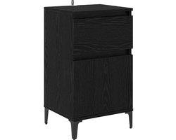 vidaXL - Nachtkastje - met - lade - Zwart - Eiken - 40 - x - 35 - x - 70 - cm - Bewerkt - hout