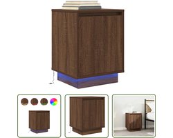 vidaXL Nachtkastje met LED - Bruin Eiken 38x34x50 cm Nachtkast - Bijzettafel - Led Verlichting - Houten Nachtlampje - Slaapkamerstijl