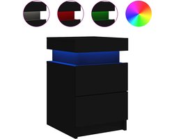 vidaXL - Nachtkastje - met - LED-verlichting - 35x39x55 - cm - zwart