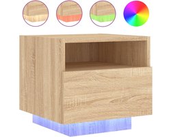 vidaXL - Nachtkastje - met - LED-verlichting - 40x39x37 - cm - sonoma - eikenkleurig