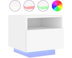 vidaXL - Nachtkastje - met - LED-verlichting - 40x39x37 - cm - wit