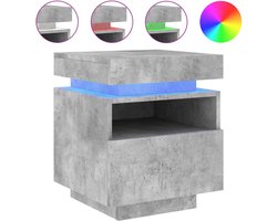 vidaXL - Nachtkastje - met - LED-verlichting - 40x39x48,5 - cm - betongrijs