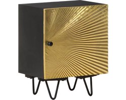 vidaXL - Nachtkastje - met - messing - voorkant - 40x30x50 - cm - massief - mangohout