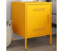 vidaXL Nachtkastje Mosterdgeel Staal 36x39x50.5 cm Nachtkastje - Industrieel - Staal - Mustard Geel - Sidetable