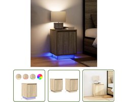 vidaXL Nachtkastje - Nachtkast - Nachtkastjes met led-verlichting 2 st Sonoma eikenkleurig - Lamptafel - Leeslamp - Houten Meubel