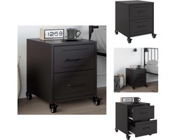 vidaXL Nachtkastje - Nachtkastjes - Bijzettafel - Wandkastje - Nachtkastje 36x39x43,5 cm staal zwart