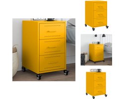 vidaXL Nachtkastje - Nachtkastjes - Bijzettafel - Wandkastje - Nachtkastje 36x39x59 cm staal mosterdgeel