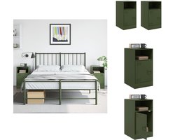 vidaXL Nachtkastje - Nachtkastjes - Bijzettafel - Wandkastje - Nachtkastjes 2 st 34,5x39x62 cm staal olijfgroen