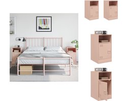 vidaXL Nachtkastje - Nachtkastjes - Bijzettafel - Wandkastje - Nachtkastjes 2 st 34,5x39x62 cm staal roze