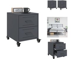 vidaXL Nachtkastje - Nachtkastjes - Bijzettafel - Wandkastje - Nachtkastjes 2 st 36x39x43,5 cm staal antracietkleurig