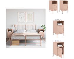 vidaXL Nachtkastje - Nachtkastjes - Bijzettafel - Wandkastje - Nachtkastjes 2 st 36x39x68 cm staal roze