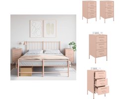 vidaXL Nachtkastje - Nachtkastjes - Bijzettafel - Wandkastje - Nachtkastjes 2 st 36x39x68 cm staal roze