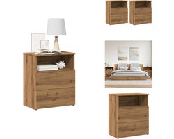vidaXL Nachtkastje - Nachtkastjes - Houten Nachtkastje - Houten Nachtkastjes - Nachtkastjes 2 st 50x32x60cm bewerkt hout artisanaal eikenkleur