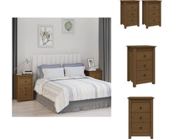 vidaXL Nachtkastje - Nachtkastjes - Houten Nachtkastje - Telefoonkast - Nachtkastjes 2 st 40x35x61,5 cm massief grenenhout honingbruin