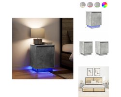 vidaXL Nachtkastje - Nachtkastjes -nachtkastje - Nachtkastje - Nachtkastjes met led-verlichting 2 st 38x34x50 cm betongrijs
