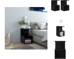 vidaXL Nachtkastje - Nachtkastjes - Telefoonkast - Telefoonkasten - Nachtkastjes 2 st 35x35x55 cm bewerkt hout zwart