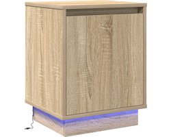 vidaXL - Nachtkastje - Sonoma - Eik - 39 - x - 34,5 - x - 50 - cm - Bewerkt - hout