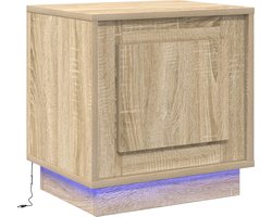 vidaXL - Nachtkastje - Sonoma - Eik - 44 - x - 34,5 - x - 45 - cm - Bewerkt - hout