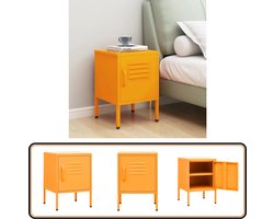 vidaXL Nachtkastje staal mosterdgeel 35x35x51 cm Nachtkastje - Staalkast - Mustard Yellow Furniture - Side Table - Bedroom Decor
