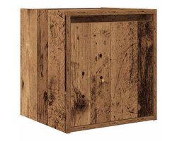 vidaXL - Nachtkastje - wandgemonteerd - 38x34x40 - cm - oud - houtkleurig