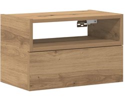 vidaXL - Nachtkastje - wandgemonteerd - 45x26x28,5 - cm - artisanaal - eikenkleur