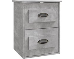 vidaXL Nachtkastje wandgemonteerd betongrijs Nachtkastje - Wandkast - Beton Grijs - Houten Kast - Opbergruimte