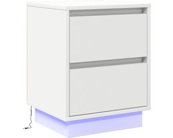 vidaXL - Nachtkastje - Wit - 39 - x - 34,5 - x - 50 - cm - Bewerkt - hout