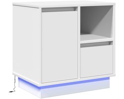 vidaXL - Nachtkastje - Wit - 50 - x - 34,5 - x - 50 - cm. - Bewerkt - hout