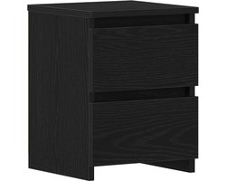vidaXL - Nachtkastje - Zwart - Eiken - 30 - x - 30 - x - 40 - cm - Bewerkt - hout