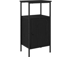 vidaXL - Nachtkastje - Zwart - Eiken - 41 - x - 31 - x - 80 - cm - Bewerkt - hout