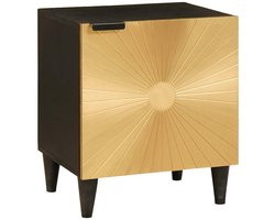 vidaXL - Nachtkastje - Zwart - en - Goud - 40 - x - 33 - x - 46 - cm - Bewerkt - hout
