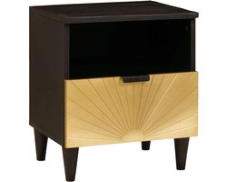 vidaXL - Nachtkastje - Zwart - en - Goud - 40 - x - 33 - x - 46 - cm - Massief - acaciahout