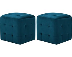 vidaXL - Nachtkastjes - 2 - st - 30x30x30 - cm - fluweel - blauw