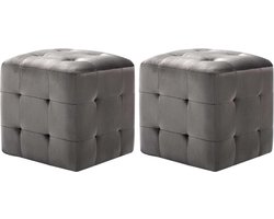 vidaXL - Nachtkastjes - 2 - st - 30x30x30 - cm - fluweel - grijs