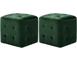 vidaXL - Nachtkastjes - 2 - st - 30x30x30 - cm - fluweel - groen