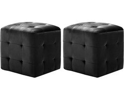 vidaXL - Nachtkastjes - 2 - st - 30x30x30 - cm - fluweel - zwart