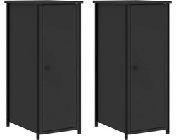vidaXL - Nachtkastjes - 2 - st - 32x42x80 - cm - bewerkt - hout - zwart