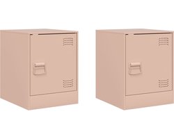 vidaXL - Nachtkastjes - 2 - st - 34,5x39x44 - cm - staal - roze