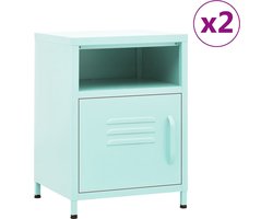 vidaXL - Nachtkastjes - 2 - st - 35x35x51 - cm - staal - mintkleurig