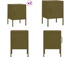 vidaXL - Nachtkastjes - 2 - st - 35x35x51 - cm - staal - olijfgroen