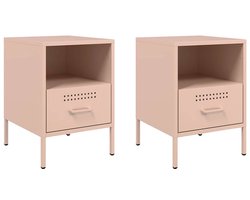 vidaXL - Nachtkastjes - 2 - st - 36x39x50,5 - cm - staal - roze