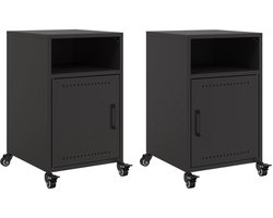 vidaXL - Nachtkastjes - 2 - st - 36x39x59 - cm - staal - zwart