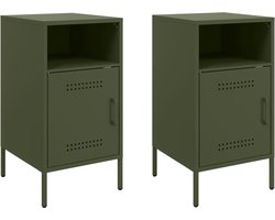 vidaXL - Nachtkastjes - 2 - st - 36x39x68 - cm - staal - olijfgroen
