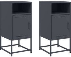 vidaXL - Nachtkastjes - 2 - st - 36x39x78 - cm - staal - antracietkleurig