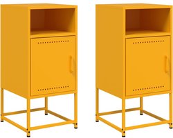 vidaXL - Nachtkastjes - 2 - st - 36x39x78 - cm - staal - mosterdgeel